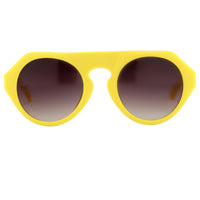 Thumbnail for Prabal Gurung Sunglasses Women's Round Flat Top Yellow Acetate CAT2 Grey Gradient Lenses PG15C4SUN - Watches & Crystals