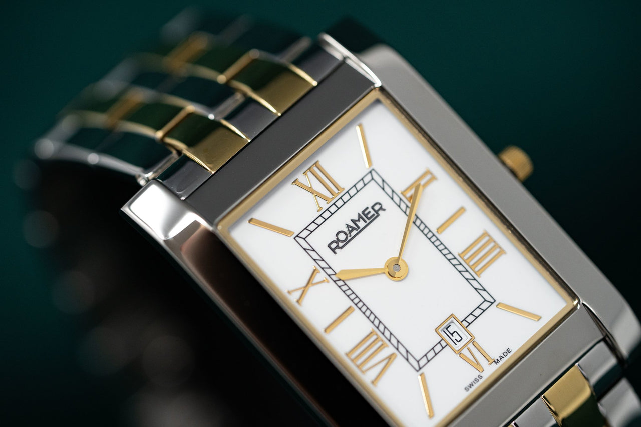 Roamer Swiss Watch Classic Vanguard Rectangular Gold - Watches & Crystals