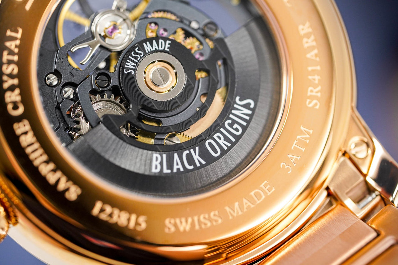 Silvana Men's Watch Black Origins Rose Gold PVD SR41ARR63R - Watches & Crystals