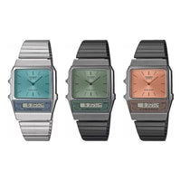 Thumbnail for Casio Watch Vintage Blue Dual Time Steel Flat Link AQ-800EC-2ADF