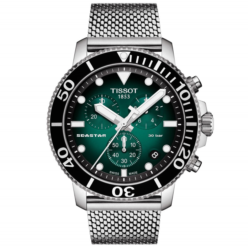 Tissot Chronograph Watch SEASTAR 1000 Green Mesh T1204171109100 - Watches & Crystals