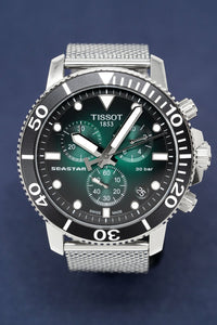 Thumbnail for Tissot Chronograph Watch SEASTAR 1000 Green Mesh T1204171109100 - Watches & Crystals