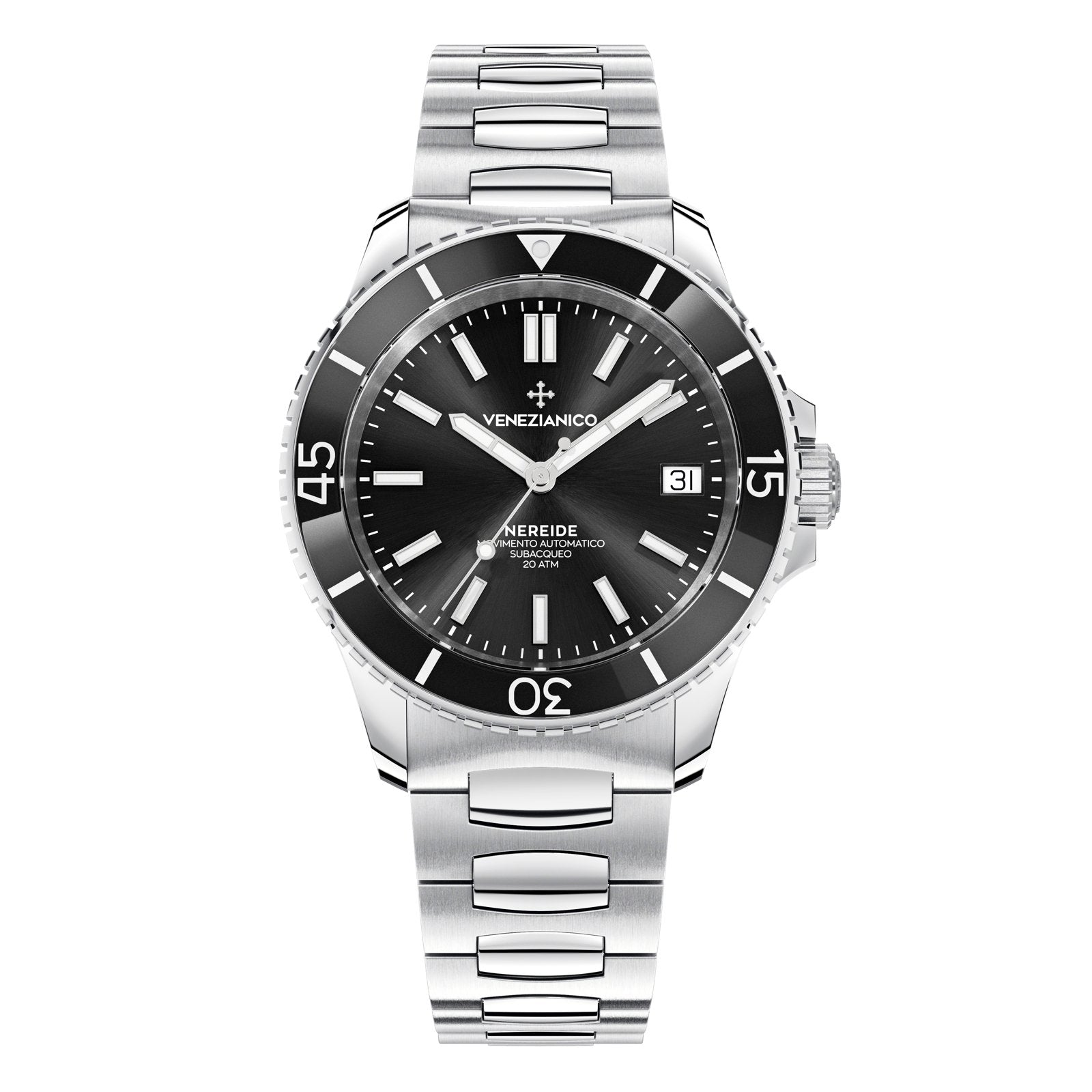 Venezianico Automatic Watch Nereide 39 Canova Bracelet Black 3121504C - Watches & Crystals