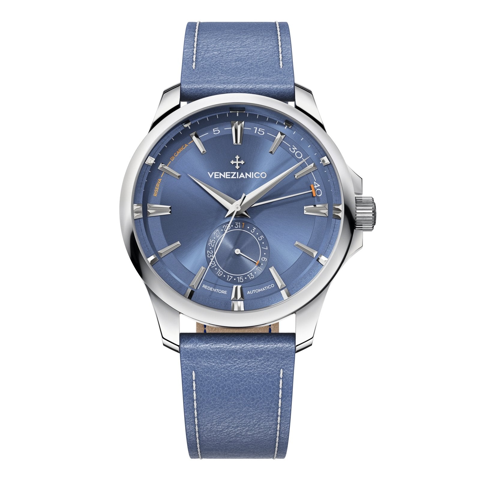 Venezianico Automatic Watch Redentore Riserva di Carica Blue Leather 1321502 - Watches & Crystals