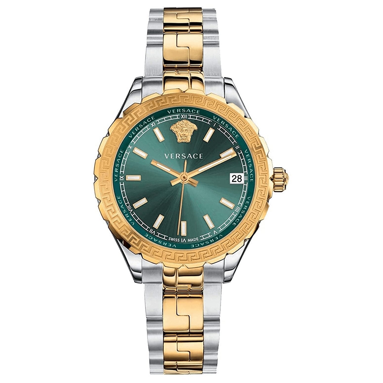 Versace Ladies Hellenyium Two-Tone Green V12050015 - Watches & Crystals
