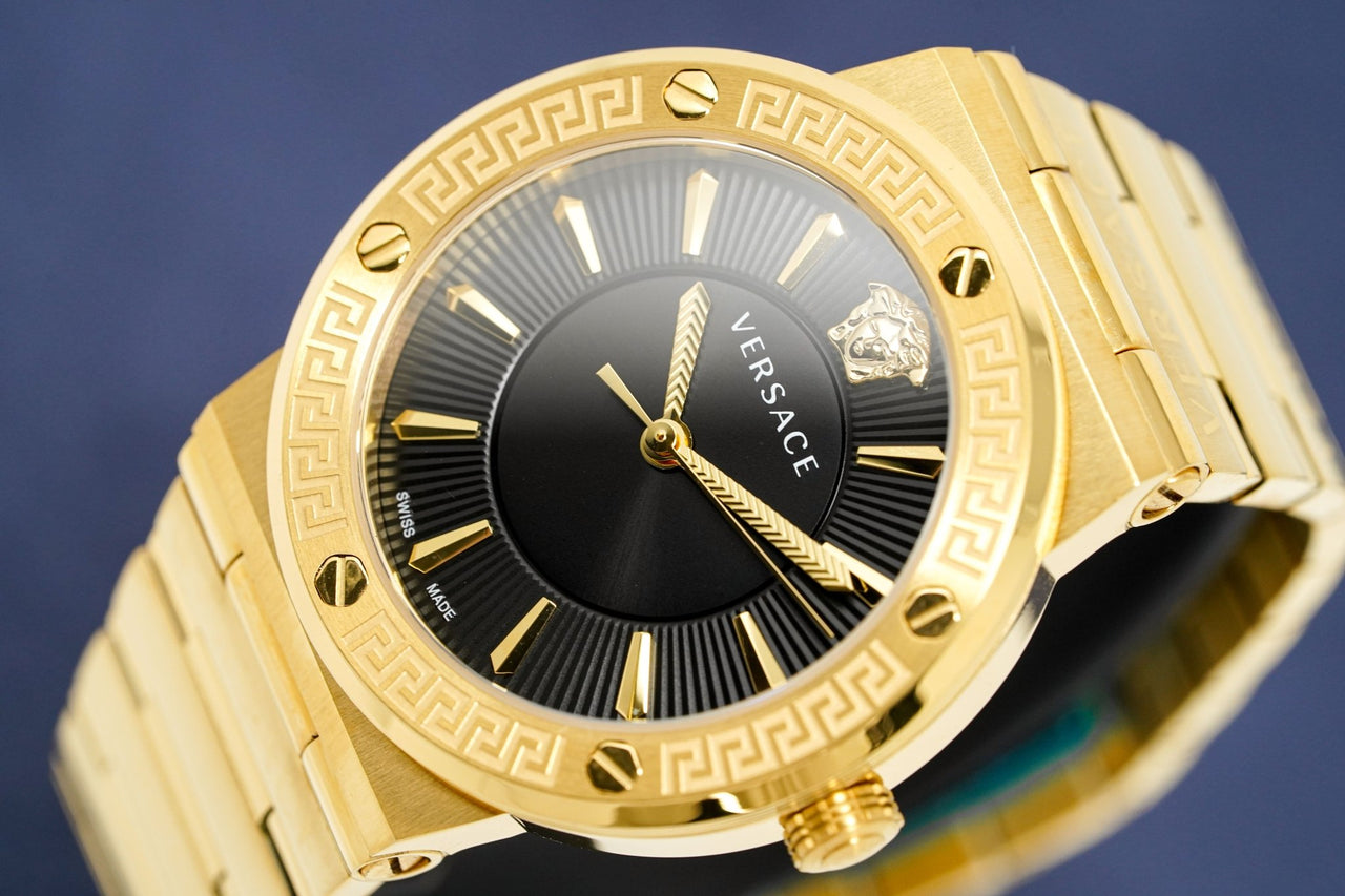Versace Ladies Watch Greca Logo Gold Black VEVH00820 - Watches & Crystals