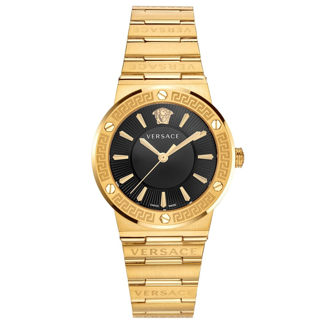 Versace Ladies Watch Greca Logo Gold Black VEVH00820 - Watches & Crystals