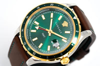 Thumbnail for Versace Men's Watch Hellenyium GMT Green Leather V11090017 - Watches & Crystals