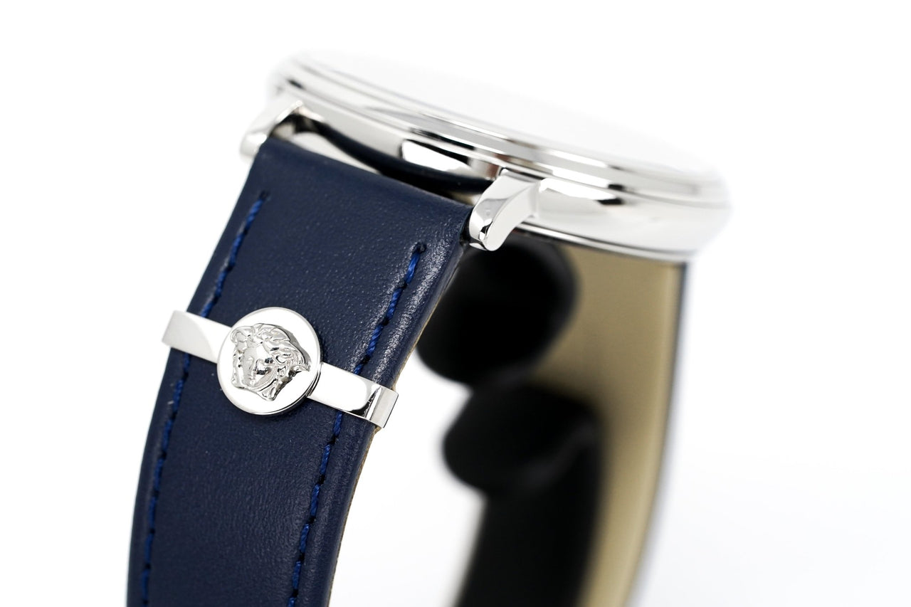 Versace V-Circle 38mm Blue Silver VE8104222 - Watches & Crystals