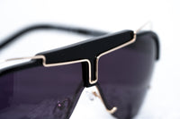 Thumbnail for Yohji Yamamoto Unisex Sunglasses Black/Gold and Dark Purple Lenses Category 4 - YY11ASTRONAUTC1SUN - Watches & Crystals