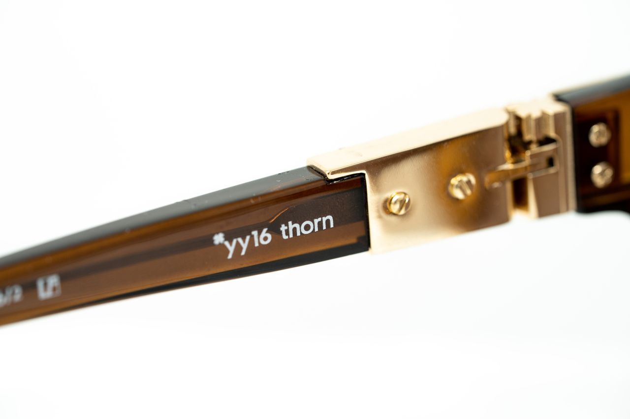 Yohji Yamamoto Unisex Sunglasses Rectangular Brown and Bronze Lenses Category 3 - YY16THORNC2SUN - Watches & Crystals