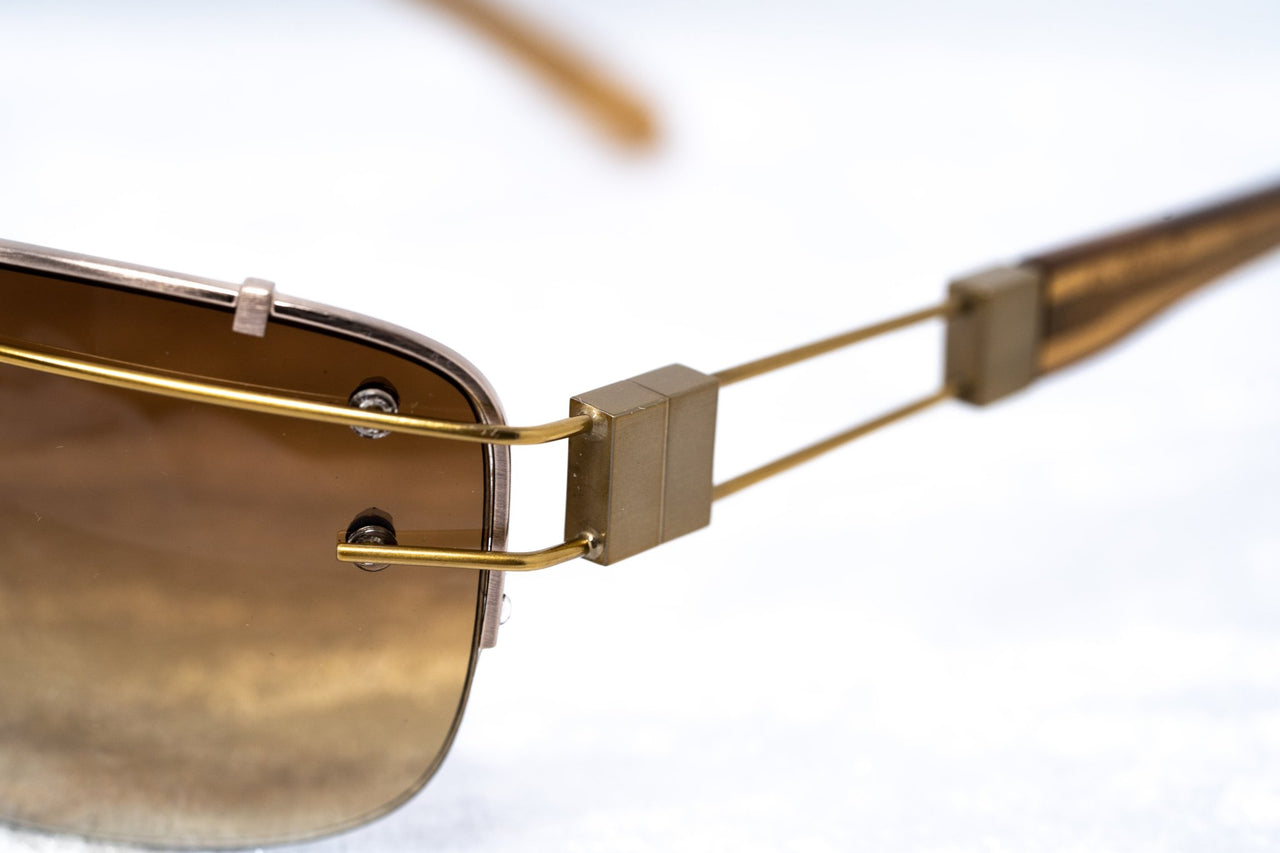 Yohji Yamamoto Unisex Sunglasses Rectangular Gold and Brown Graduated Lenses - 9YY100C3ANTIQUEGOLD - Watches & Crystals