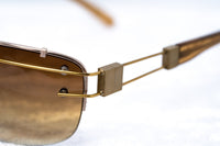 Thumbnail for Yohji Yamamoto Unisex Sunglasses Rectangular Gold and Brown Graduated Lenses - 9YY100C3ANTIQUEGOLD - Watches & Crystals