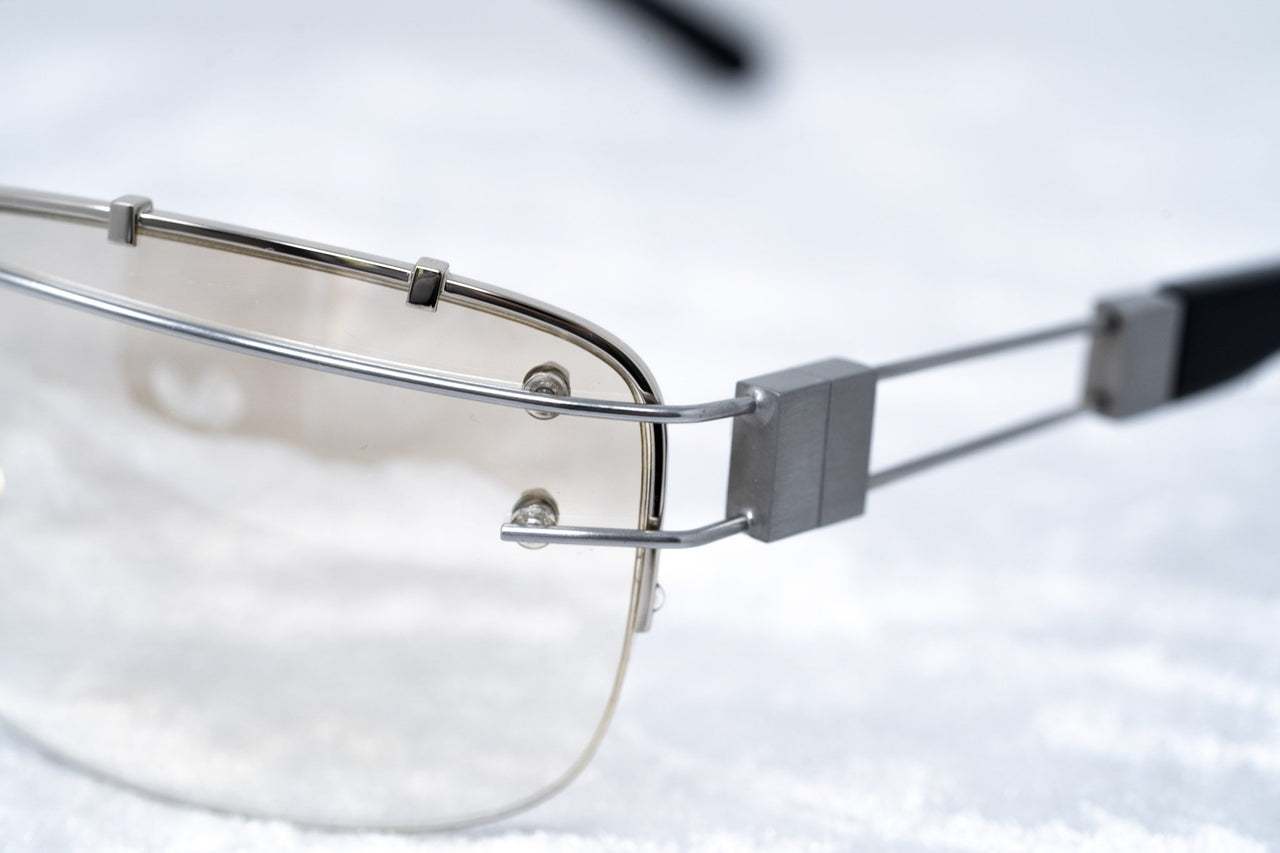 Yohji Yamamoto Unisex Sunglasses Rectangular Silver and Brown Graduated Lenses - 9YY100C2SHINYSILVER - Watches & Crystals