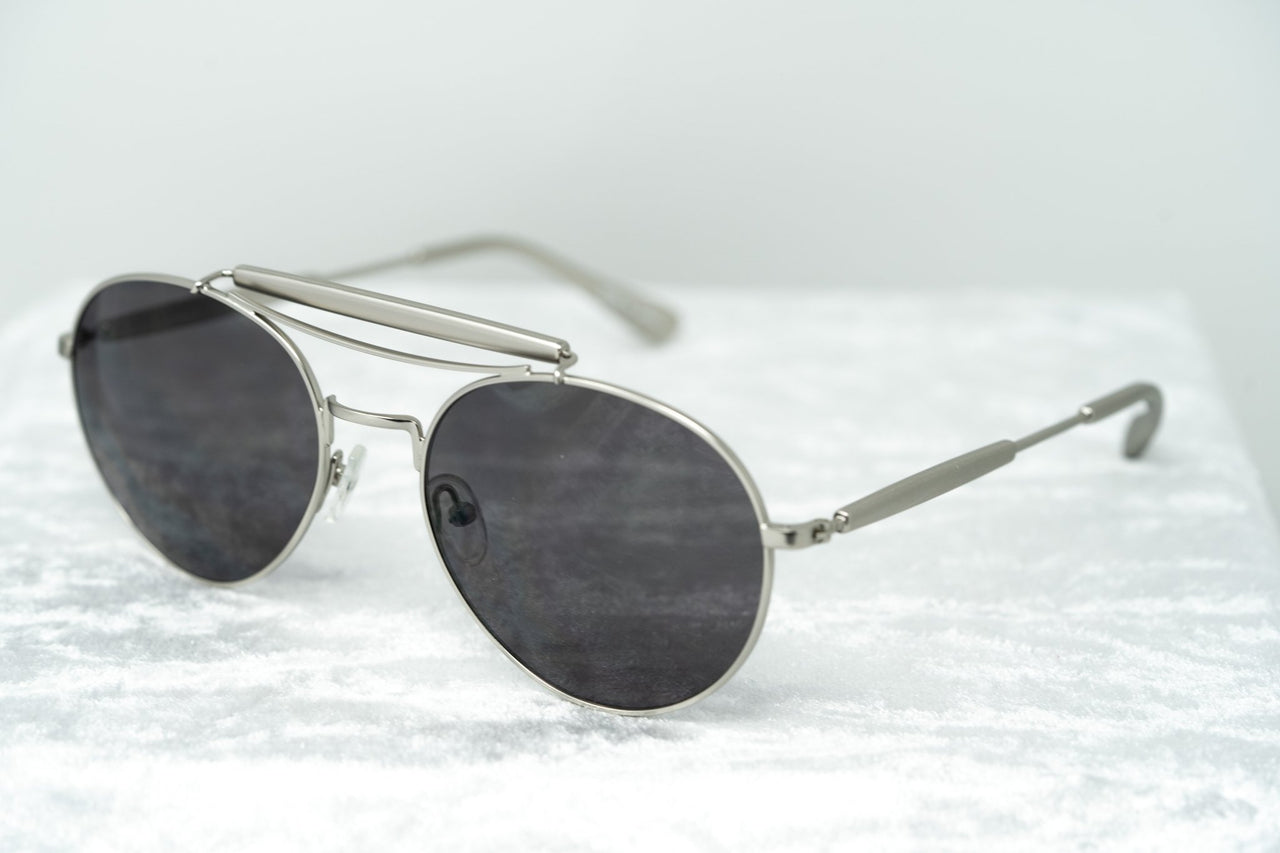 Yohji Yamamoto Unisex Sunglasses Round Silver and Dark Grey Lenses Category 3 - YY12RIDERC1SUN - Watches & Crystals