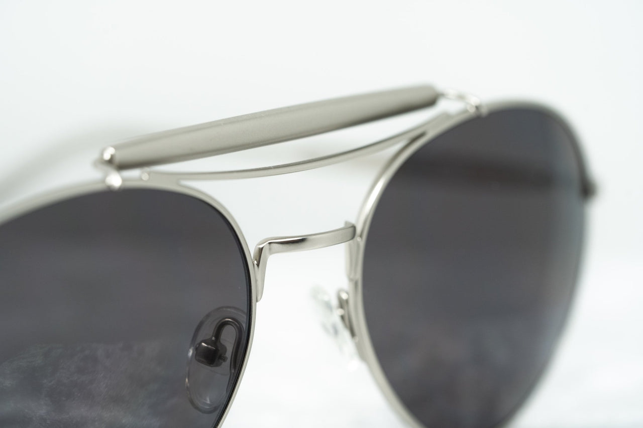 Yohji Yamamoto Unisex Sunglasses Round Silver and Dark Grey Lenses Category 3 - YY12RIDERC1SUN - Watches & Crystals