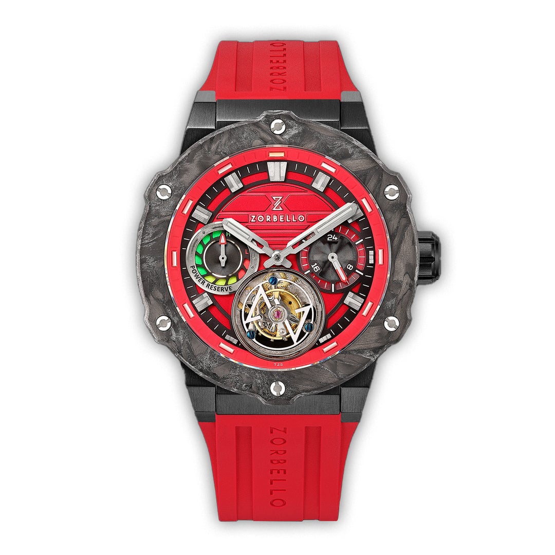 Zorbello Watch T3 Tourbillon Red Super-Luminova® Tritium ZBAD002 *Free Watch Winder* - Watches & Crystals